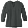 Mercer+Mettle Women's Anchor Grey Stretch Crepe 3/4 Sleeve Blouse