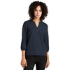 Mercer+Mettle Women's Night Navy Stretch Crepe 3/4 Sleeve Blouse