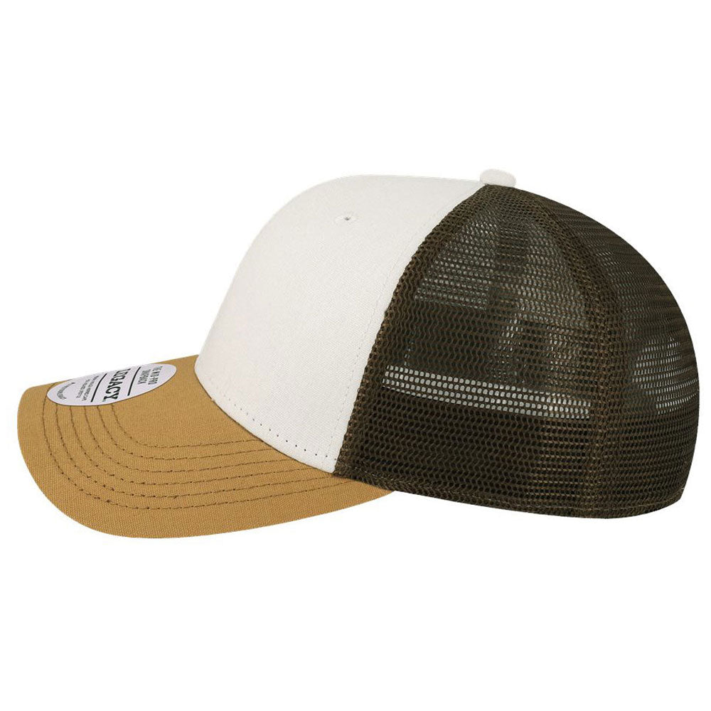 Legacy White/Caramel/Brown Mid-Pro Snapback Trucker Cap