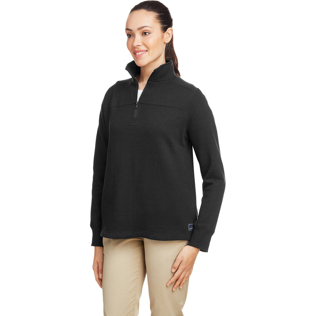 Nautica Women's Black Anchor Quarter-Zip Pullover