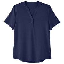 North End Women's Classic Navy Jaq Snap-Up Stretch Performance Polo