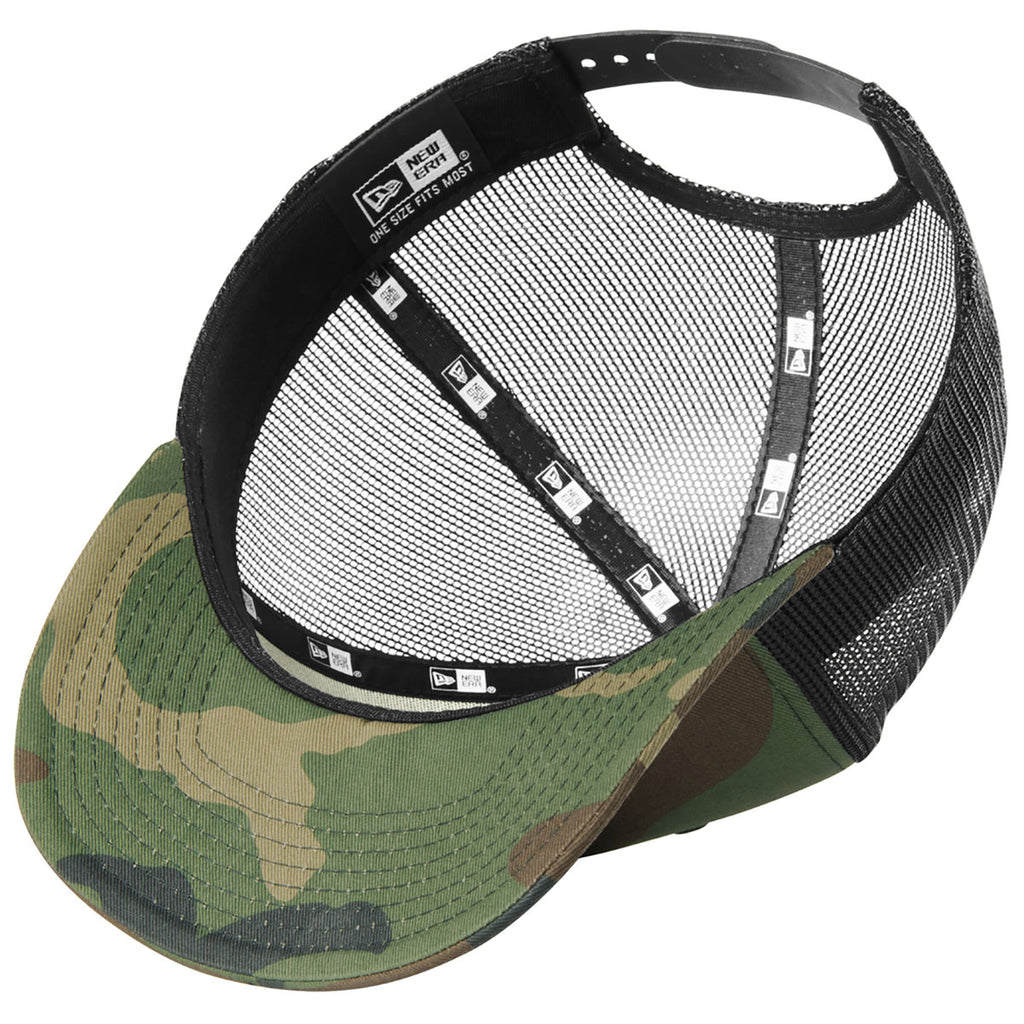 New Era Camo/ Black Snapback Low Profile Trucker Cap