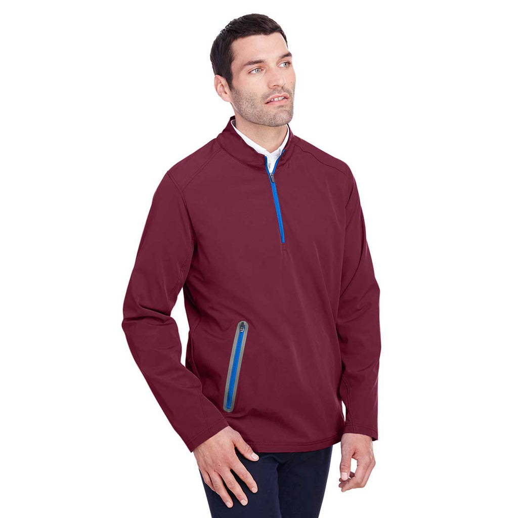 North End Men's Burgundy/Olympic Blue Quest Stretch Quarter-Zip