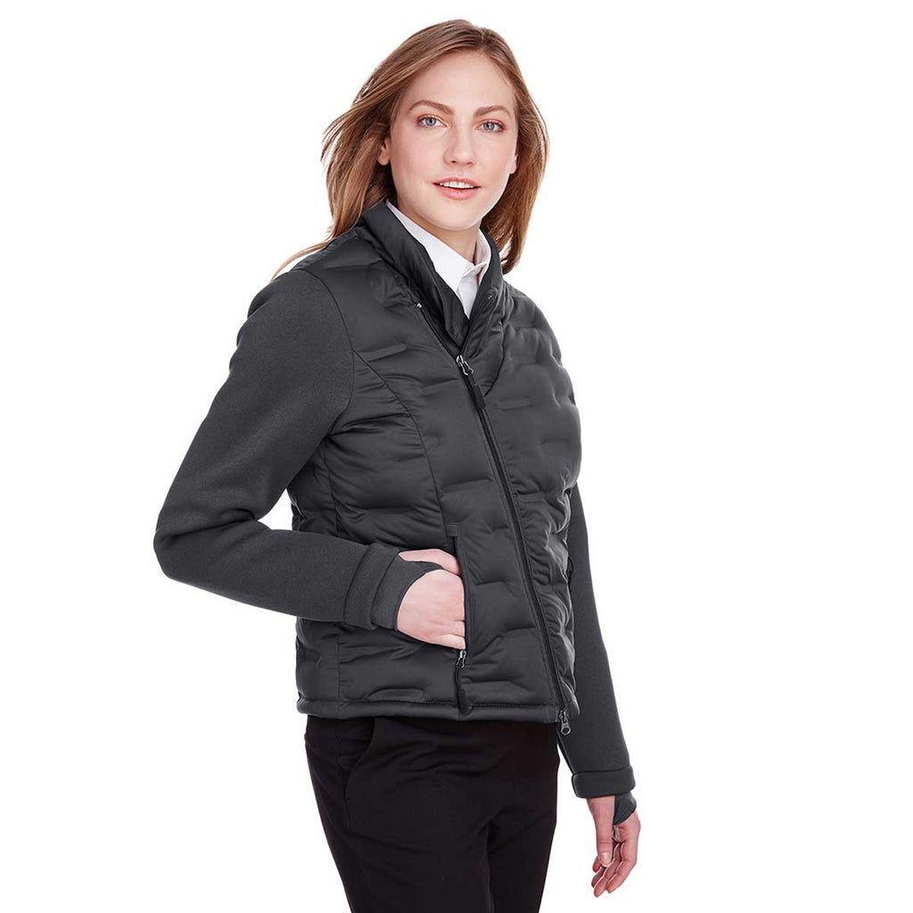 North End Women's Carbon/Black Heather/Black Pioneer Hybrid Bomber Jacket