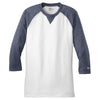 New Era Men's True Navy Heather/White Sueded Cotton 3/4-Sleeve Baseball Raglan Tee