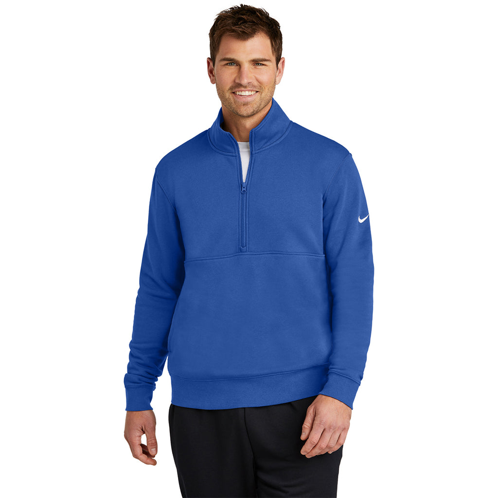 Nike Men's Game Royal Club Fleece Sleeve Swoosh 1/2 Zip