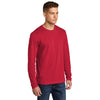 Next Level Men's Red Cotton Long Sleeve Tee