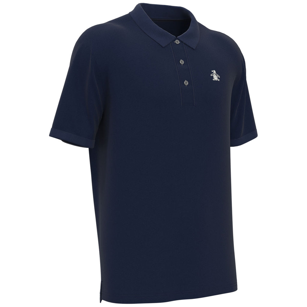 Original Penguin Men's Black Iris Blue Solid Polo