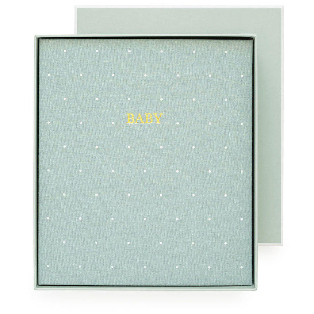 Sugar Paper Mist Green Swiss Dot Baby Book