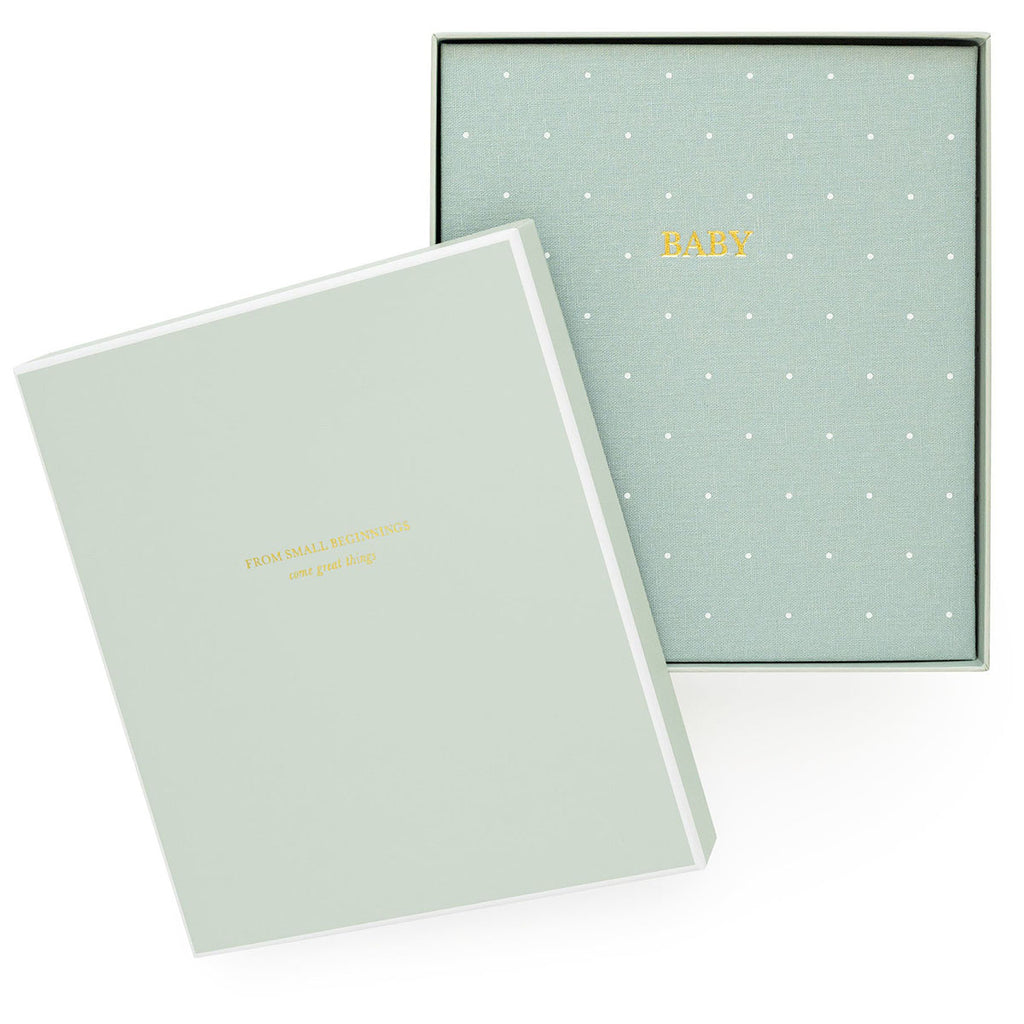 Sugar Paper Mist Green Swiss Dot Baby Book