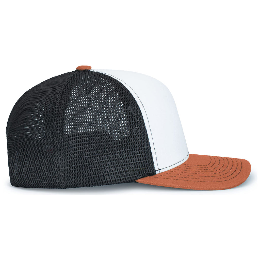 Pacific Headwear White/Light Charcoal/RustContrast Stitch Trucker Pacflex Snapback Cap