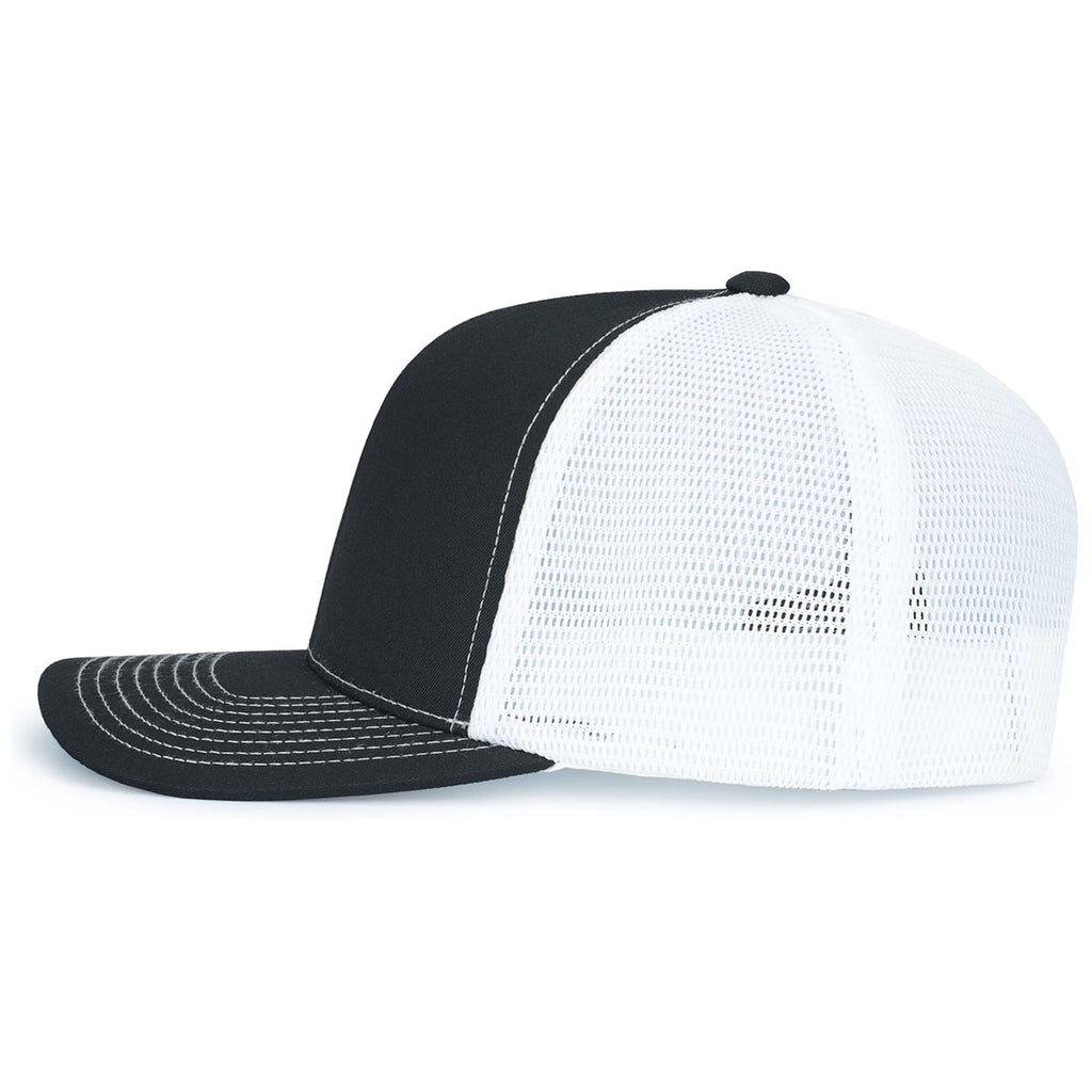 Pacific Headwear Black/White/BlackContrast Stitch Trucker Pacflex Snapback Cap