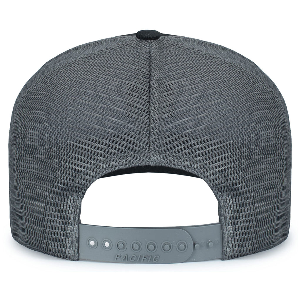 Pacific Headwear Black/Graphite/BlackContrast Stitch Trucker Pacflex Snapback Cap