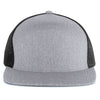 Pacific Headwear Grey Heather/Black Heather 6-Panel Arch Trucker Snapback Cap