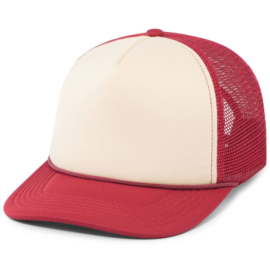 Pacific Headwear Khaki/Dark Red/Dark Red Foamie Fresh Trucker Cap