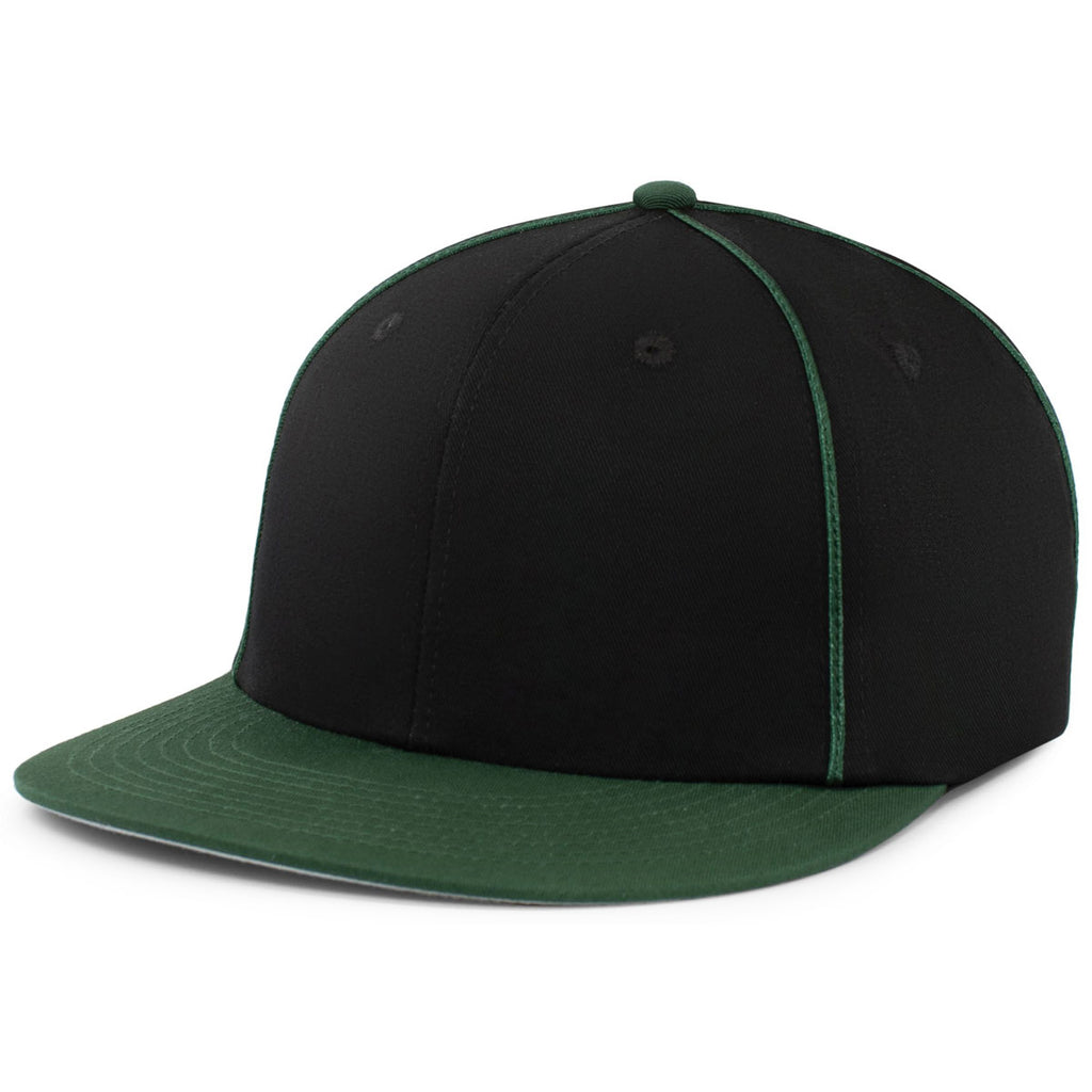 Pacific Headwear Black/Dark Green Momentum Team Cap