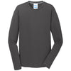 Port & Company Men's Charcoal Long Sleeve Performance Blend Tee