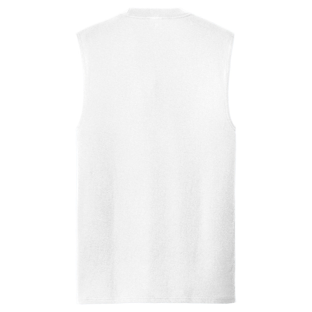 Port & Company Men's White Core Cotton Sleeveless Tee