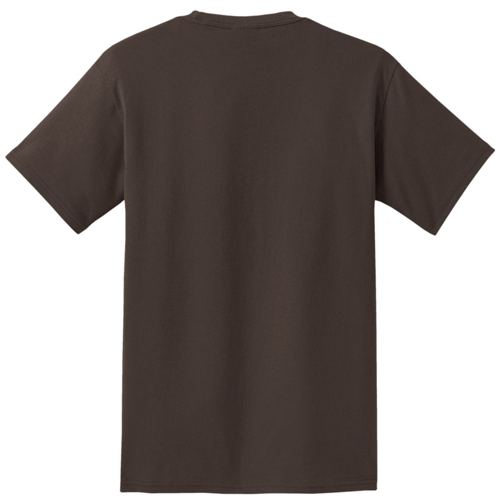 Port & Company Men's Brown Essential Pocket Tee