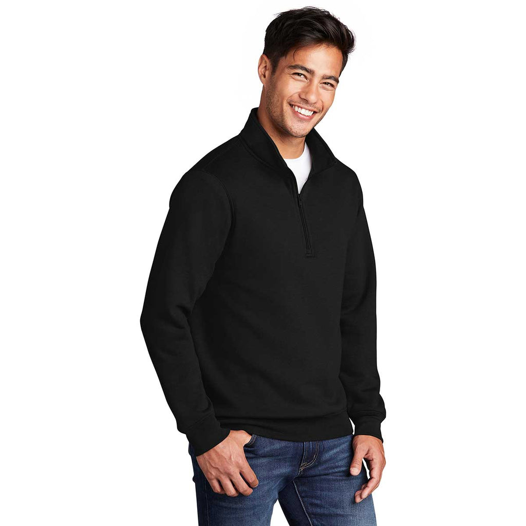 Port & Company Men's Jet Black Core Fleece 1/4 Zip Pullover Sweatshirt