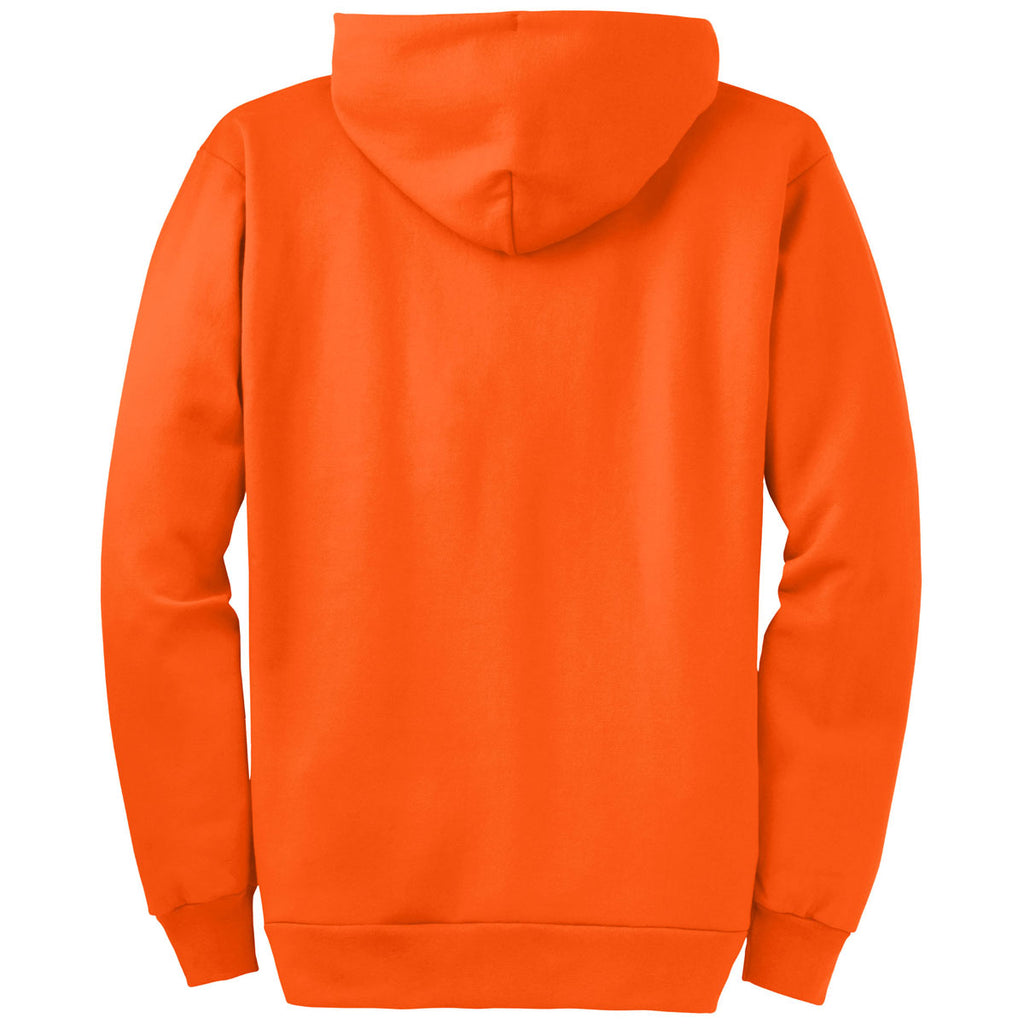 Port & Company Men's Safety Orange Essential Fleece Full-Zip Hooded Sweatshirt