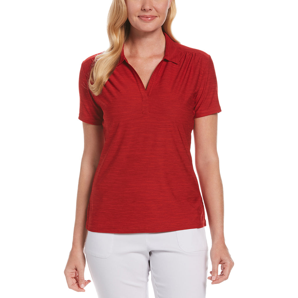 Perry Ellis Women's Goji Berry Space Dye Polo