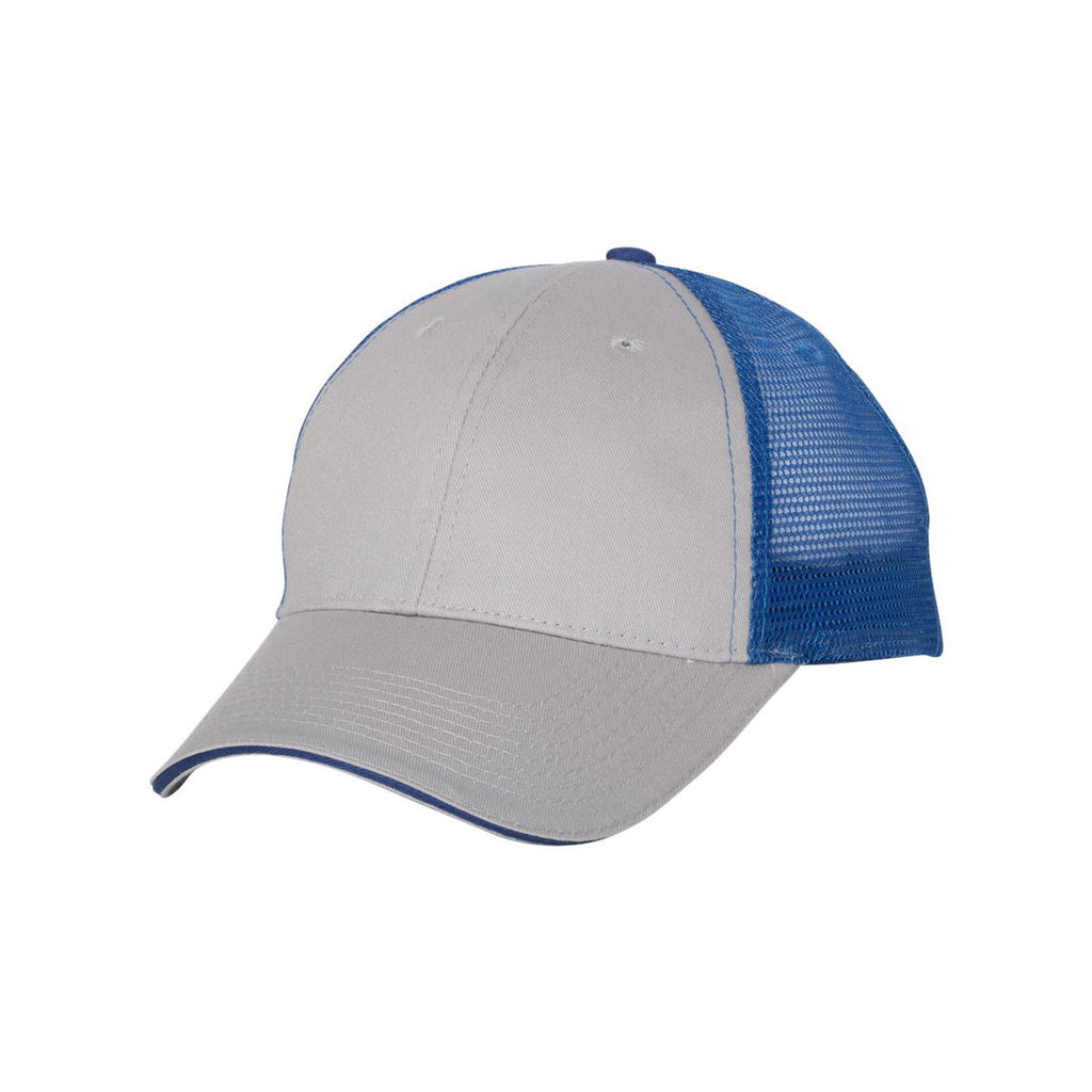 Valucap Grey/Royal Sandwich Trucker Cap