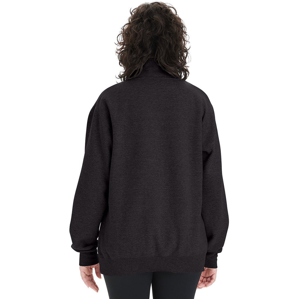 Champion Unisex Black Powerblend Quarter Zip-Sweatshirt