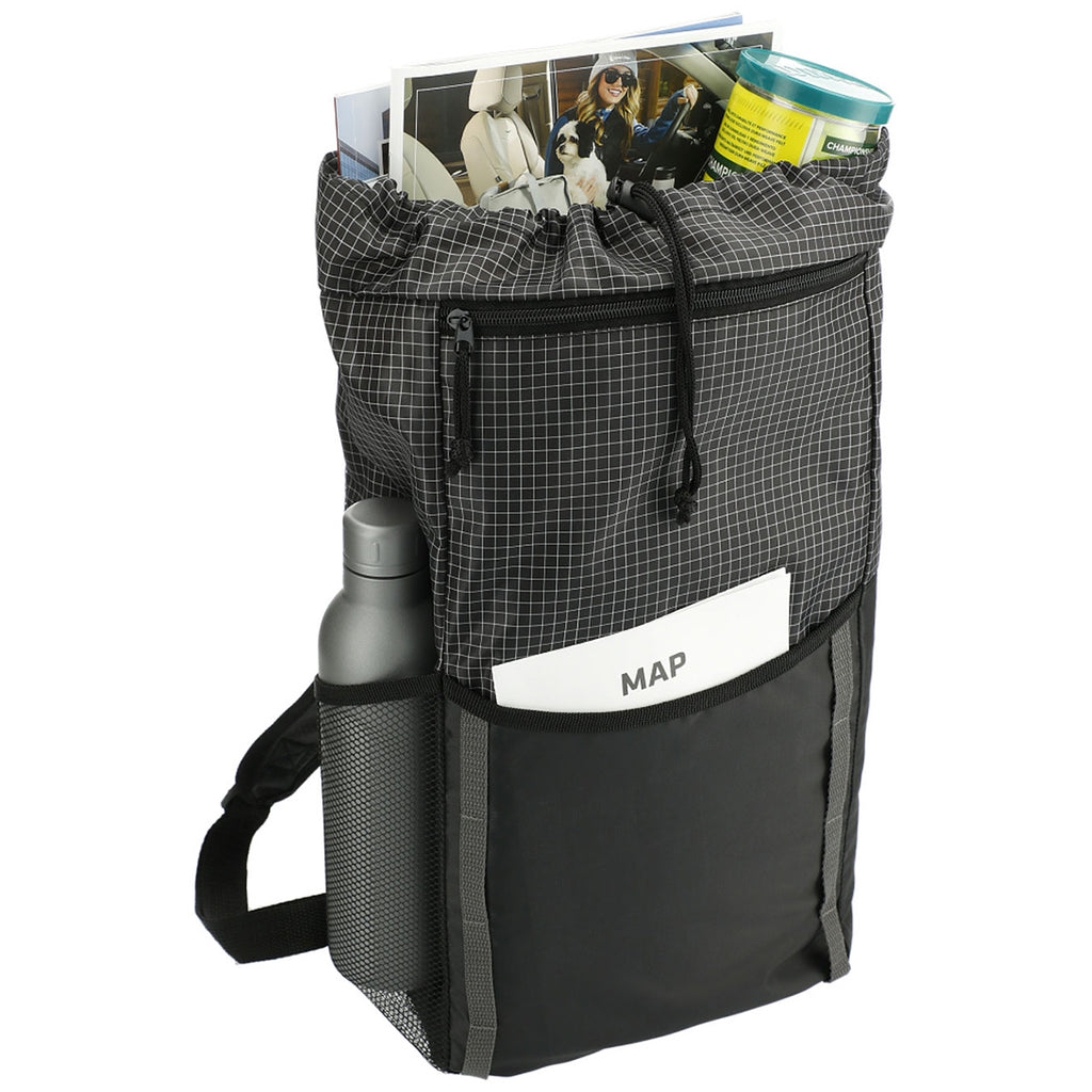 Bullet Black Grid 14L Drawstring Backpack