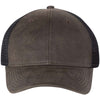 Sportsman Dark Brown/Black Faux Waxy Trucker Cap