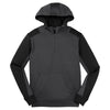 Sport-Tek Men's Graphite Heather/Black Tech Fleece Colorblock 1/4-Zip Hooded Sweatshirt