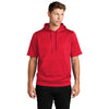 Sport-Tek Men's Deep Red Sport-Wick Fleece Short Sleeve Pullover Hoodie