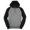 Sport-Tek Men's Black/Vintage Heather Raglan Colorblock Pullover Hooded Sweatshirt