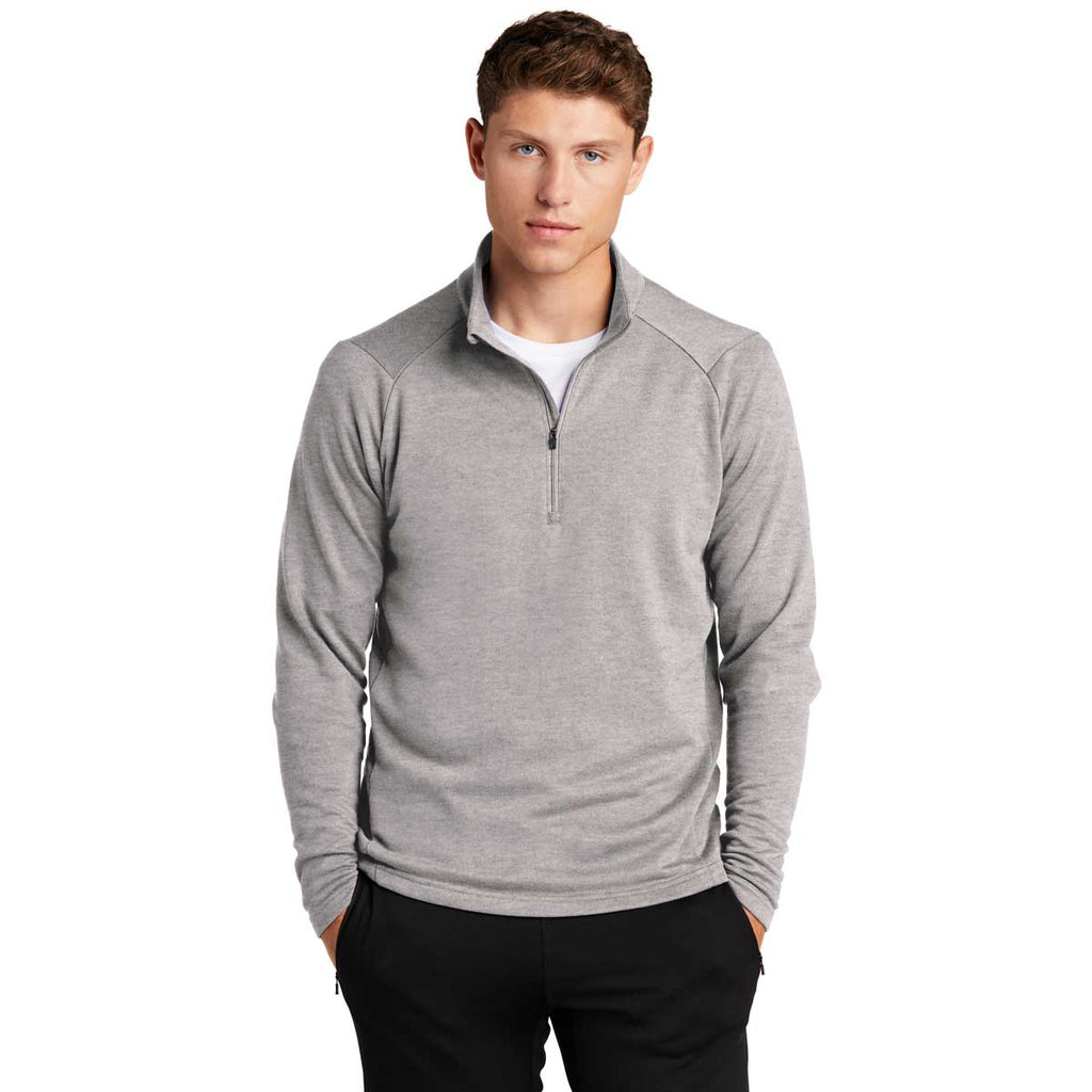 Sport-Tek Men's Heather Grey Lightweight French Terry Quarter Zip Pullover