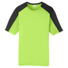 Sport-Tek Men's Lime Shock/ Black PosiCharge Competitor Sleeve-Blocked Tee