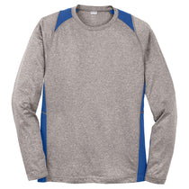 Sport-Tek Men's Vintage Heather/ True Royal Long Sleeve Heather Colorblock Contender Tee