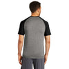 Sport-Tek Men's Black Triad Solid/Dark Grey Heather PosiCharge Tri-Blend Wicking Raglan Tee