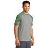 Sport-Tek Men's Forest Green Heather/Light Grey Heather PosiCharge Tri-Blend Wicking Raglan Tee