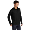 Sport-Tek Men's Black Triad Solid Posicharge Tri-Blend Wicking Long Sleeve Hoodie