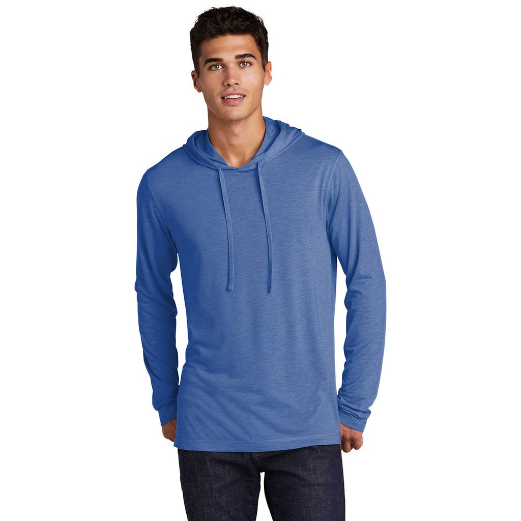 Sport-Tek Men's True Royal Heather Posicharge Tri-Blend Wicking Long Sleeve Hoodie