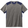 Sport-Tek Men's True Navy/Dark Grey Heather PosiCharge Tri-Blend Wicking Draft Tee