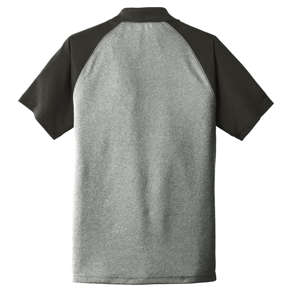 Sport-Tek Men's Grey Heather/Black PosiCharge RacerMesh Raglan Heather Block Polo