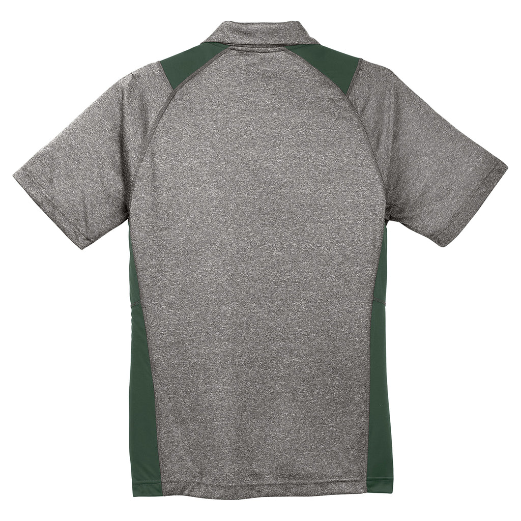 Sport-Tek Men's Vintage Heather/Forest Green Heather Colorblock Contender Polo