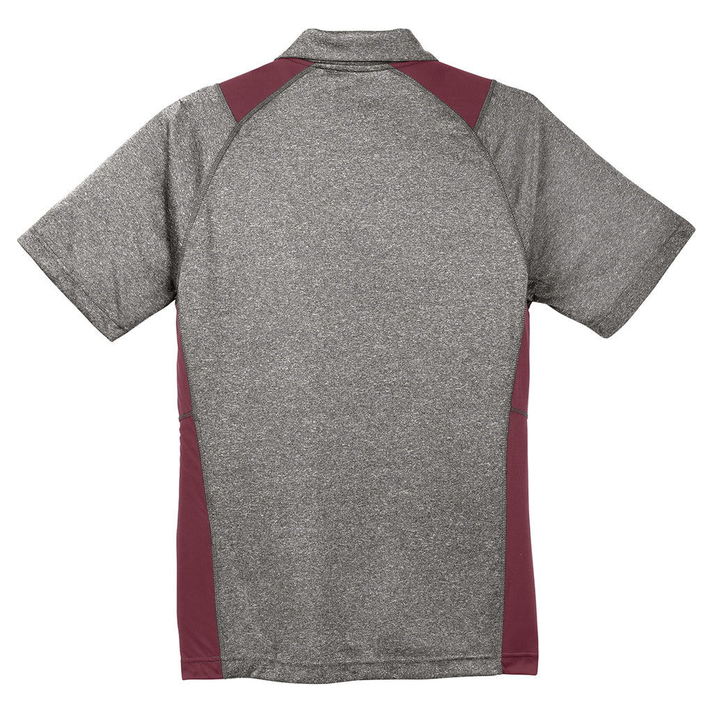 Sport-Tek Men's Vintage Heather/Maroon Heather Colorblock Contender Polo