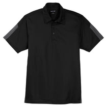 Sport-Tek Men's Black/Grey PosiCharge Active Textured Colorblock Polo