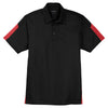 Sport-Tek Men's Black/True Red PosiCharge Active Textured Colorblock Polo