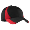 Sport-Tek Black/True Red Dry Zone Nylon Colorblock Cap