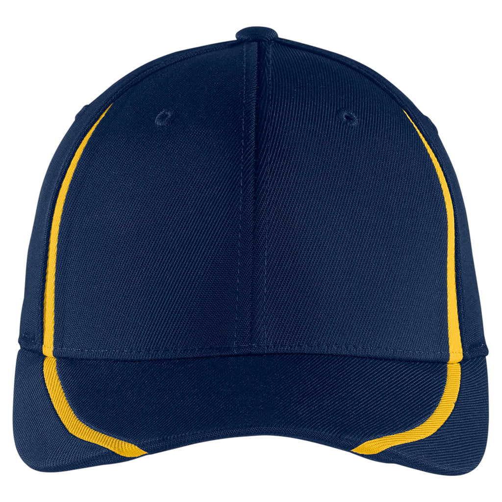 Sport-Tek True Navy/Gold Flexfit Performance Colorblock Cap