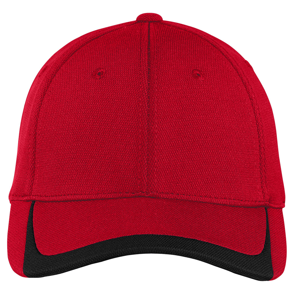 Sport-Tek True Red/Black Pique Colorblock Cap