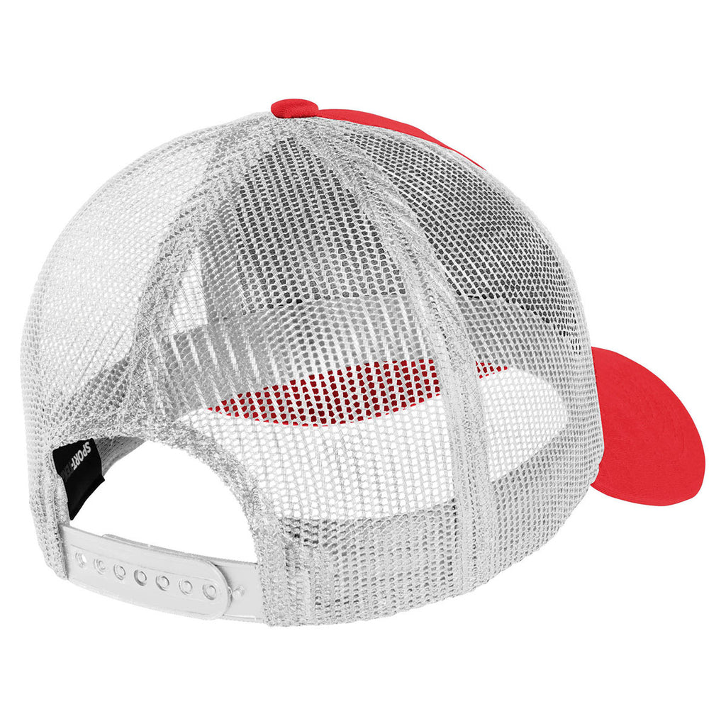 Sport-Tek True Red/White PosiCharge Competitor Mesh Back Cap